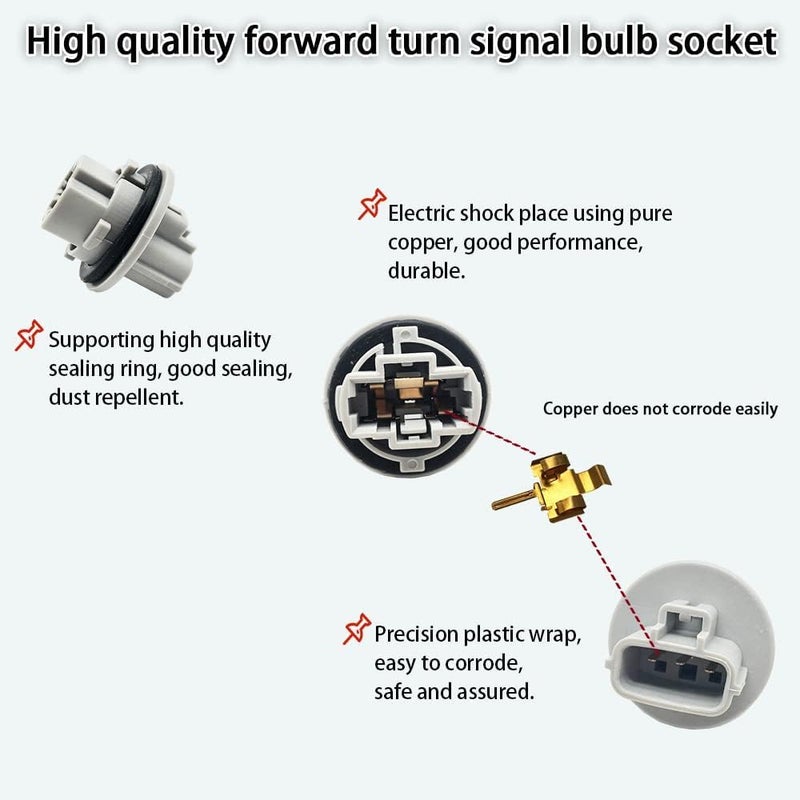 DWARFOO 2 PCS Front Turn Signal Light Bulb Plug Socket, 90075-60060 Socket Plug Front Turn Signal Light Bulb Socket Replacement for Toyota Tundra, Tacoma, Sequoia, 4Runner, Venza - Image 4